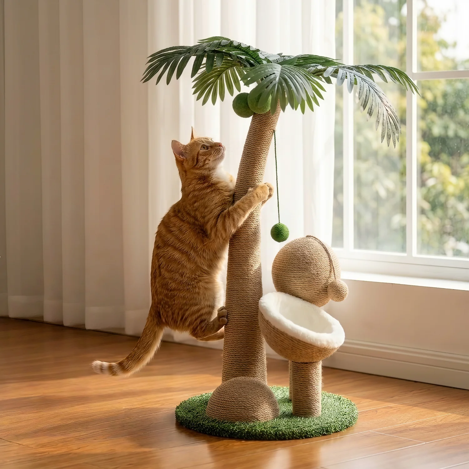scratching board, vertical cat climbing frame, cat nest integrated, wear-resistant cat scratching column, climbing trees