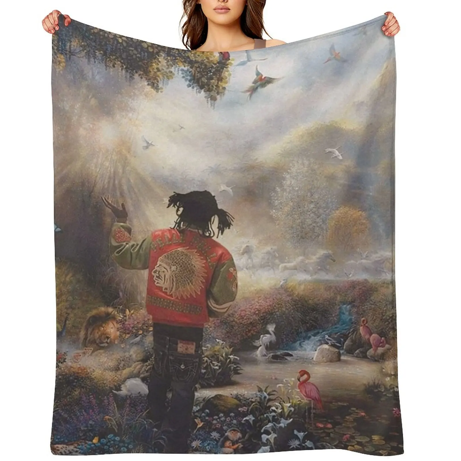 Chief Keef Garden of Eden Throw Blanket Decorative Sofas Stuffeds christmas gifts Hairys Blankets