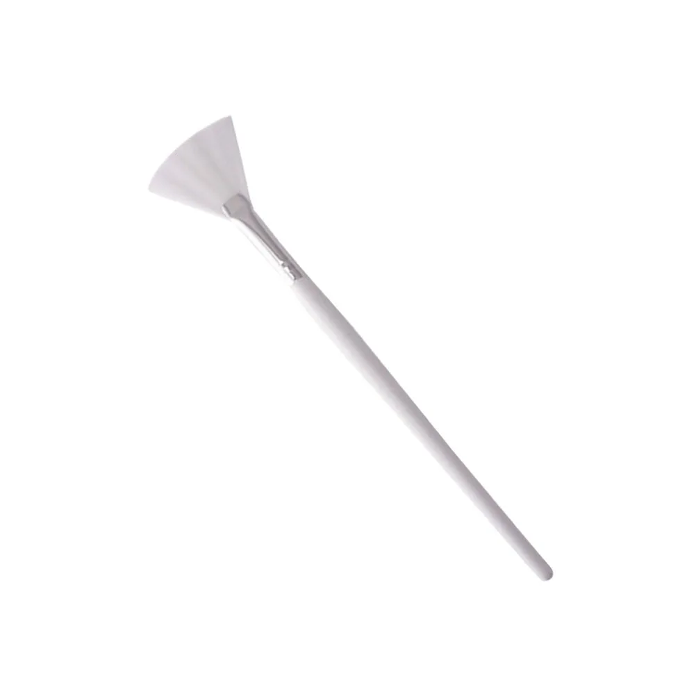 Cepillos blancos con mango largo, cerdas suaves en forma de abanico para aplicación de mascarilla de barro Facial, cobertura suave, herramienta para el cuidado de la piel, máscara de ventilador