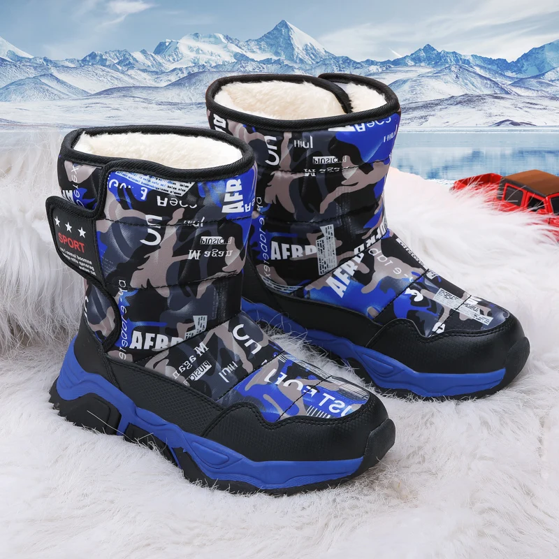 

2025 Winter New High Top Childrens Sports Shoes Warm Snow Wear Resistant Running Shoes Versatile Daily Comfortable Casual Shoes