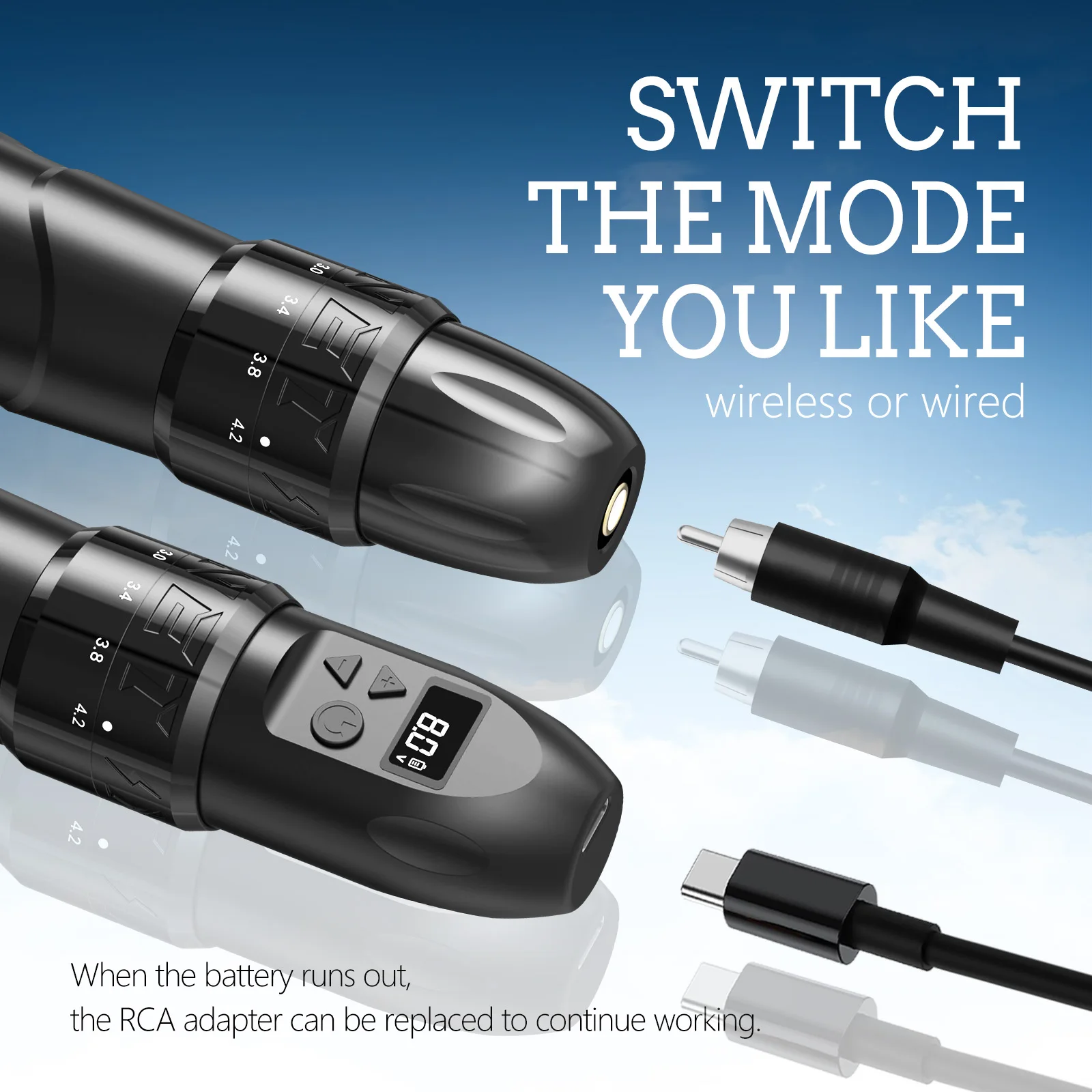 XNET ماكينة رسم الوشم التجميلي اللاسلكية مجموعة أقلام دوارة محرك مخصص بطارية 2400 مللي أمبير 10 أحبار الوشم المبتدئين مجموعة كاملة لفنان الوشم F2 #5