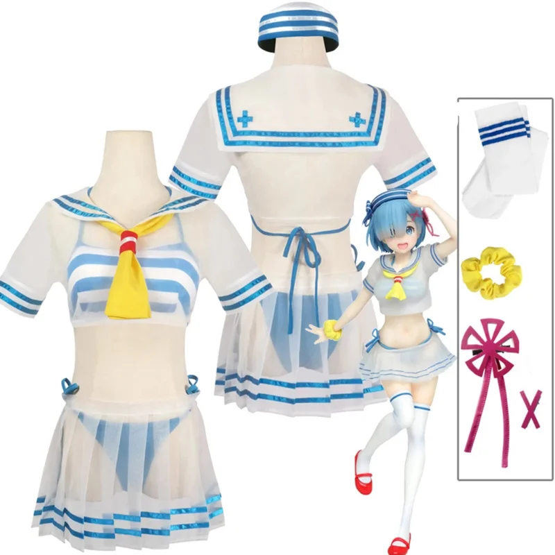 

Re Life in a Different World from Zero Rem Cosplay Costume Sailor Uniform Outfit Girls Women Adult Halloween Carnival Party Suit