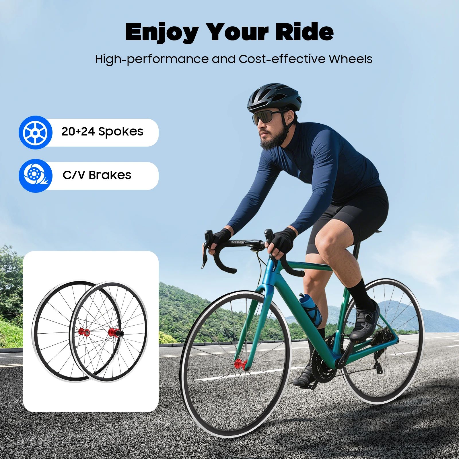 

700C Road Bike Wheelset Aluminum Alloy Front Rear Wheels with Quick Release, High Strength 661LBS Load for Speed Upgrade