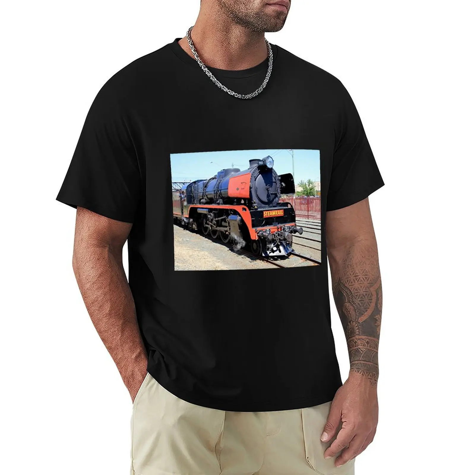 Steam train engine, Victoria, Australia T-Shirt Casual Trendy Short Sleeve T-Shirt