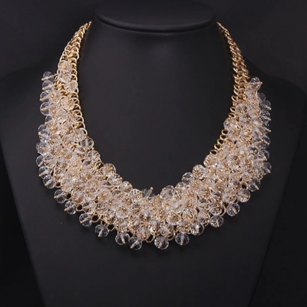 

Модные многослойные стеклянные ожерелья с кисточками и кристаллами, женское индивидуальное высококачественное универсальное ожерелье, бутик ювелирных изделий, подарок