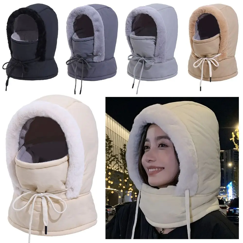 Winter Down Cotton Balaclava Ski Mask Warm 4-in-1 Warm Hat Dustproof Windproof Beanies Cap Outdoor