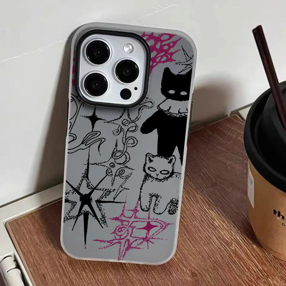 Für iPhone 17 15 16 14 Pro Max Hülle Plus Koreanische Graffiti-Katzen-Abdeckung Für iPhone 13 11 12 ProMax XS XR 8 Plus Bonbonfarbene Hüllen – Detail 6