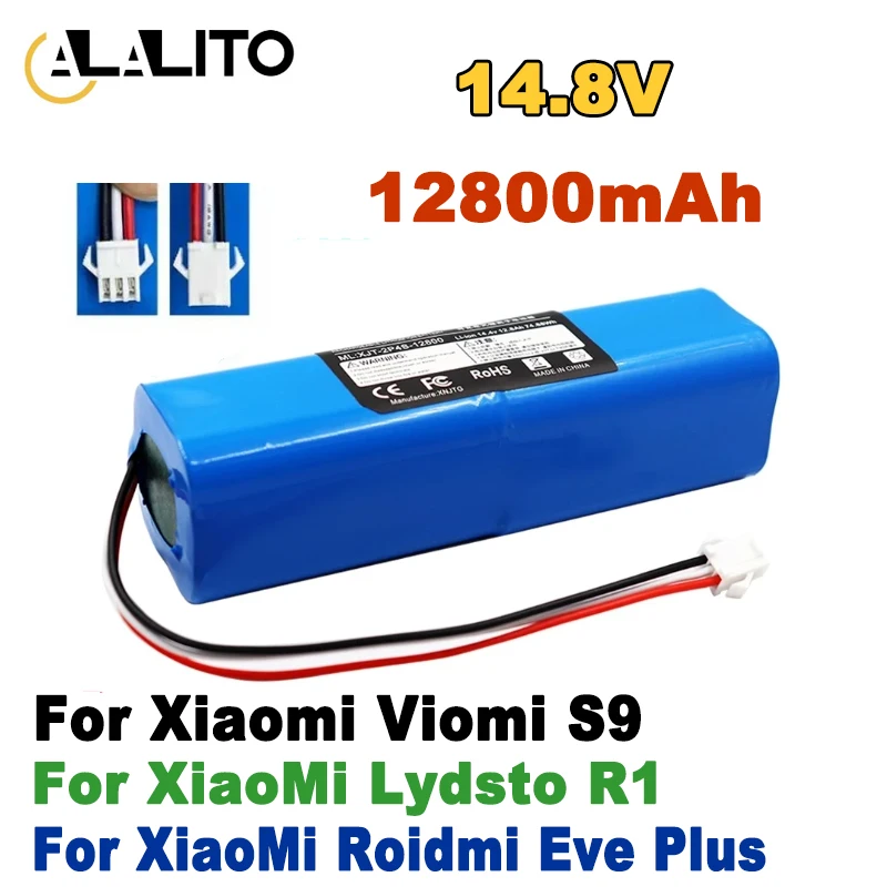 

2024 For XiaoMi Lydsto R1 Viomi S9 Roidmi Eve Plus Rechargeable Li-ion Battery Robot Vacuum Cleaner R1 Battery Pack12800mAh