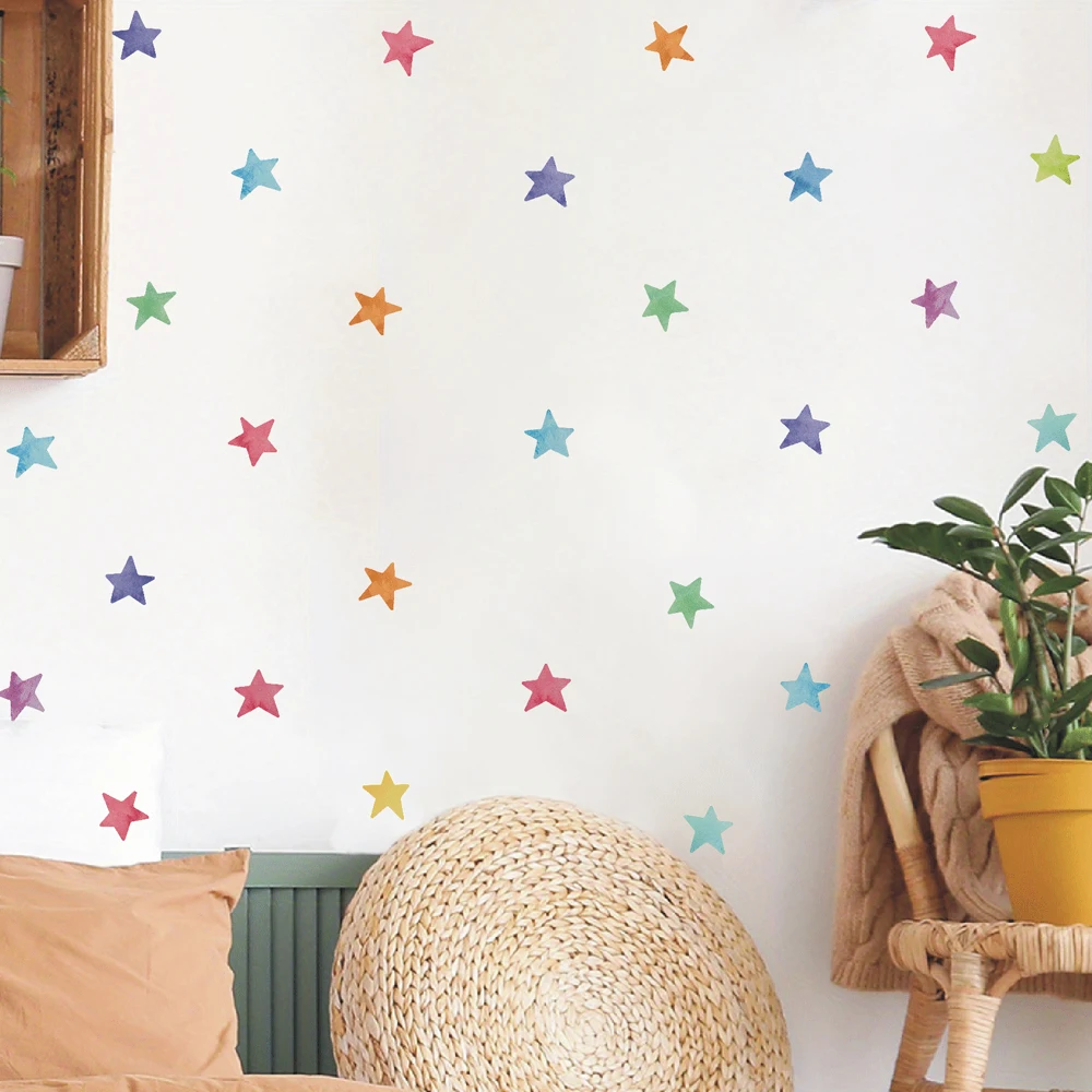 Unregelmäßige Regenbogen-Stern-Wandaufkleber Abstrakte Geometrische Zirkus-Diamant-Harlekin-Stoff-Wandaufkleber für Badezimmer, Schlafzimmer, Spielzimmer – Detail 5