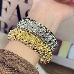 Irregular lava metal beads open bracelet female fashion simple exaggerated ladies unique pattern bracelet 2024