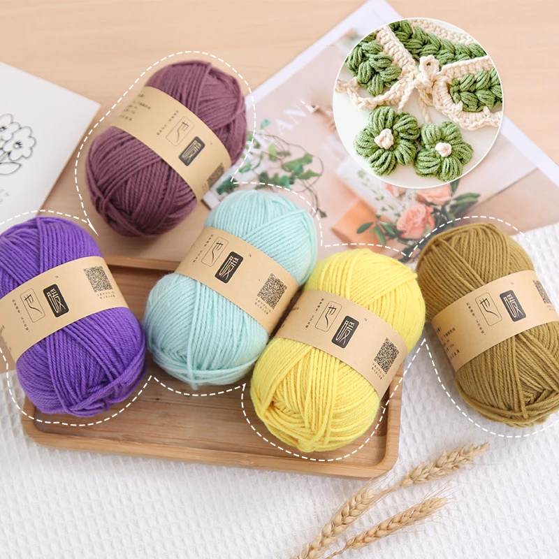 Fil de laine mélangé doux pour fournitures de crochet, coton multicolore, chaud, bricolage, écharpe pour bébé, chapeau, pull, 4 rôles