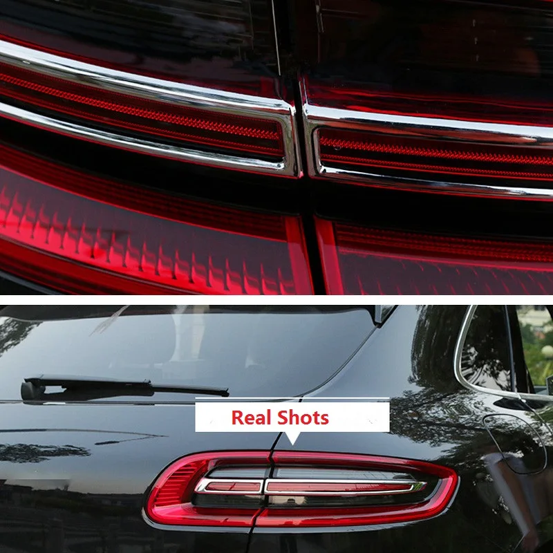 For Porsche Macan 2014 2015 2016 2017 2018 4pcs Plating Car Rear Tail Light Moulding Sticker Lamp Cover Trim  Styling  Accessori