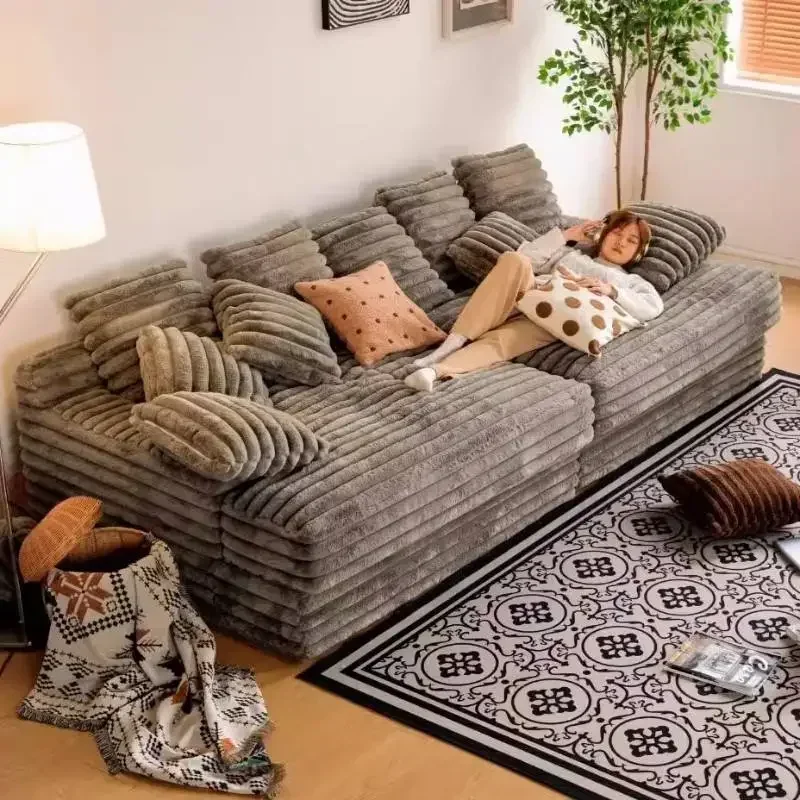 Design Filler Living Room Sofas European Beige Luxury Floor Compressed Sofas Puffs Recliner Modern Divani Soggiorno Furniture
