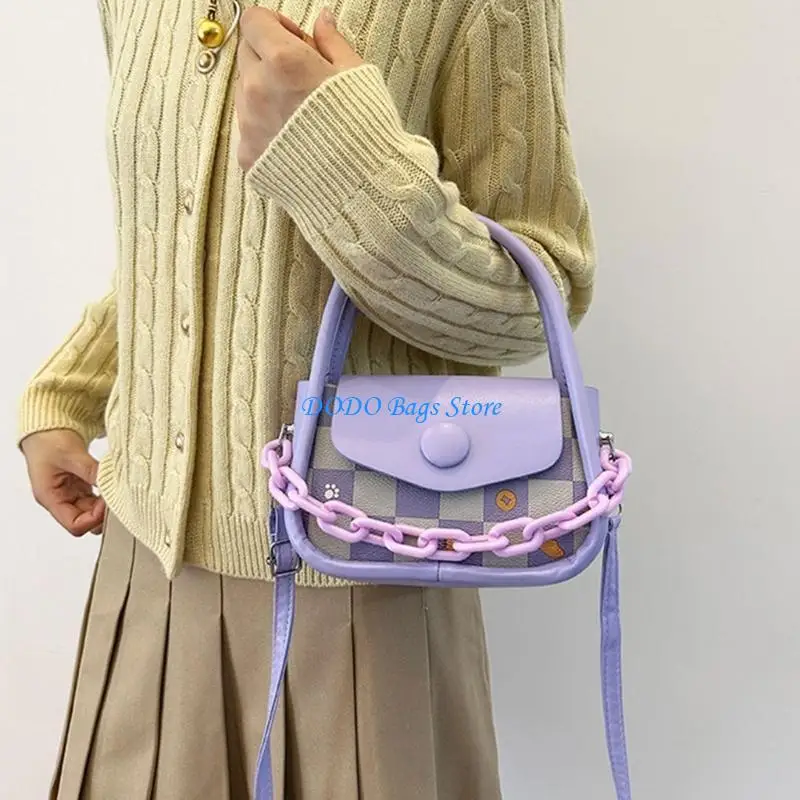 

E8FB Elegant Small Shoulder Bag PU Chain Crossbody Purse For Work And Social Event
