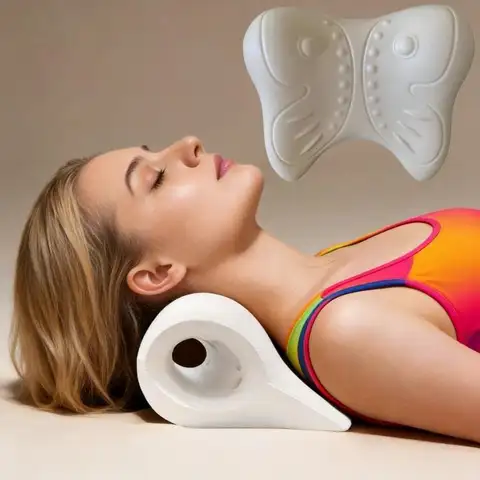 C-Shaped Acupressure Neck Shoulder Relaxer Pillow Multi Purpose Contour Cervical Support Massager For Fatigue Relief 1Pcs