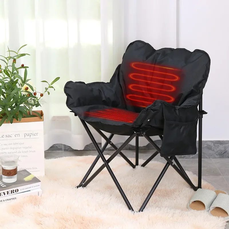 Electric Stadium Stand Chair USB Heating Outdoor Folding Backrest Fishing Camping Chair Can Be Heated Moon Chair