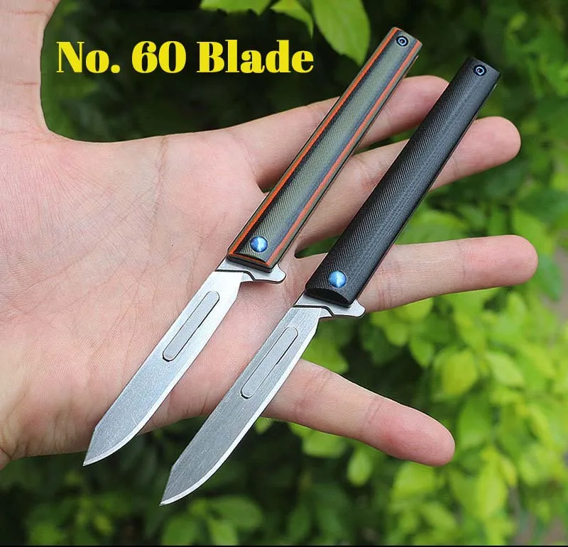 G10 Folding Utility Knife No. 60 Carbon Steel Blade Fast Open Scalpel EDC Outdoor Unpacking Pocket Key Knife Self Defense Weapon