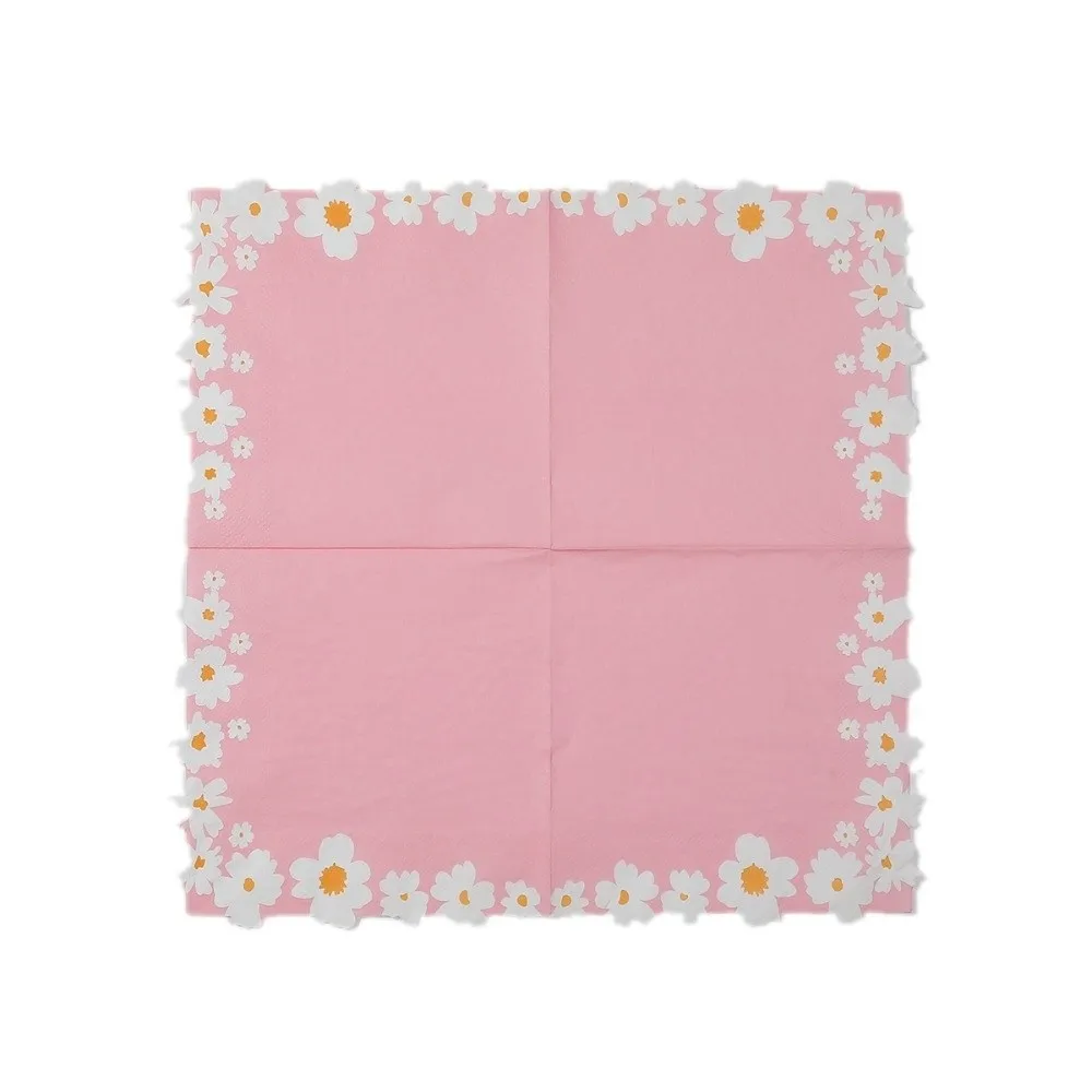 20Pcs/Lot Disposable Daisy Flower Napkins Flower Print Decorative 33x33cm Paper Napkins Thickened Paper Placemats Table Setting
