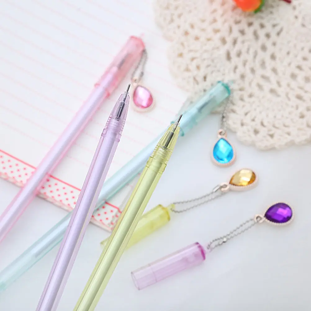

10Pcs Creative Heart Pendant Gel Pens Premium Plastic Writing Stationery for School Office Students Sign Pens