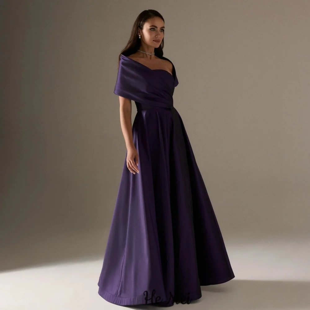 Robe De soirée violette, ligne A, personnalisée, élégante, épaules dénudées, Vintage, Simple, robes De bal, longueur au sol