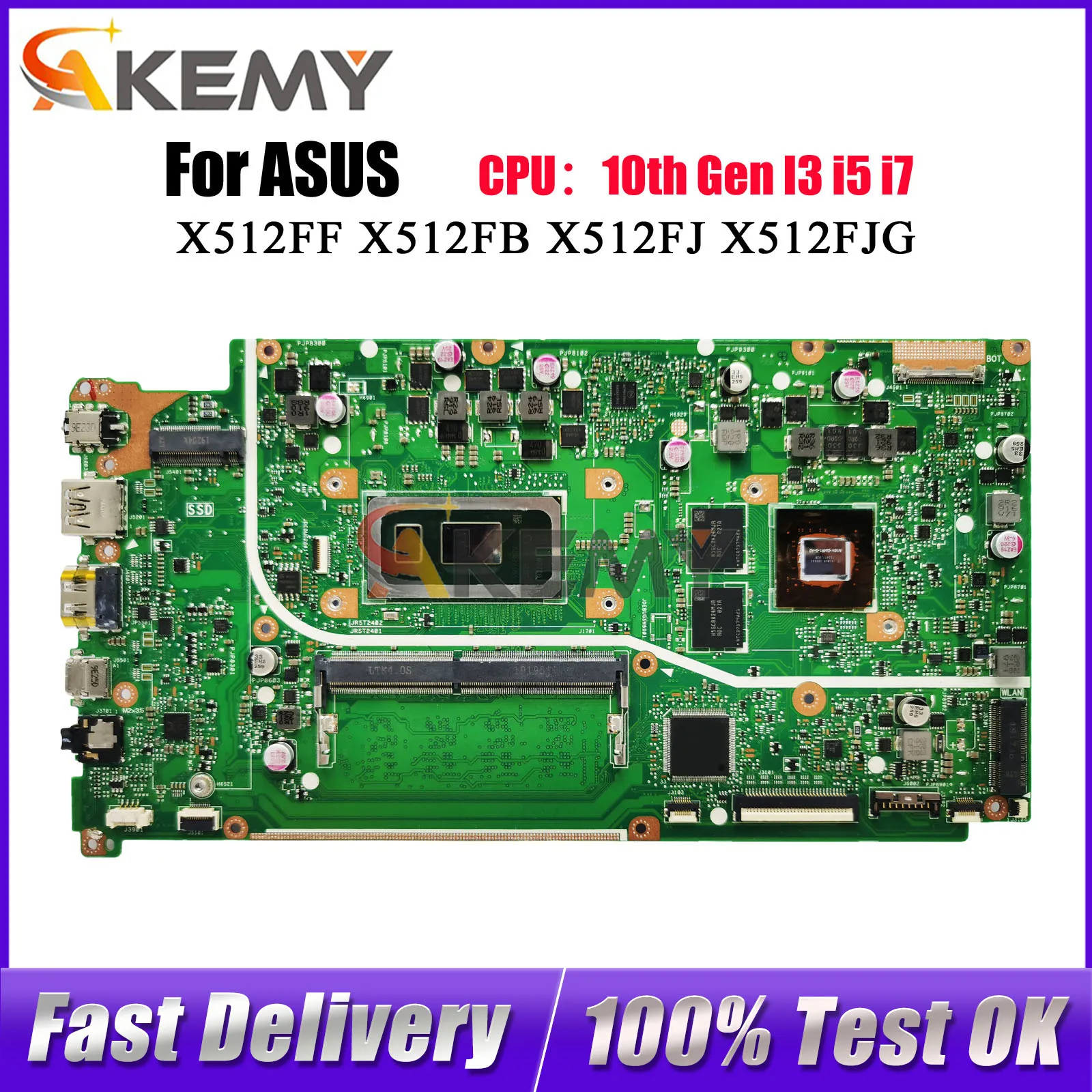 X512FF Laptop Motherboard For ASUS VivoBook X512FL X512F X512FB X512FJG V5000F X512FJ X512FLC X512FF Mainboard 10th Gen I3 i5 i7