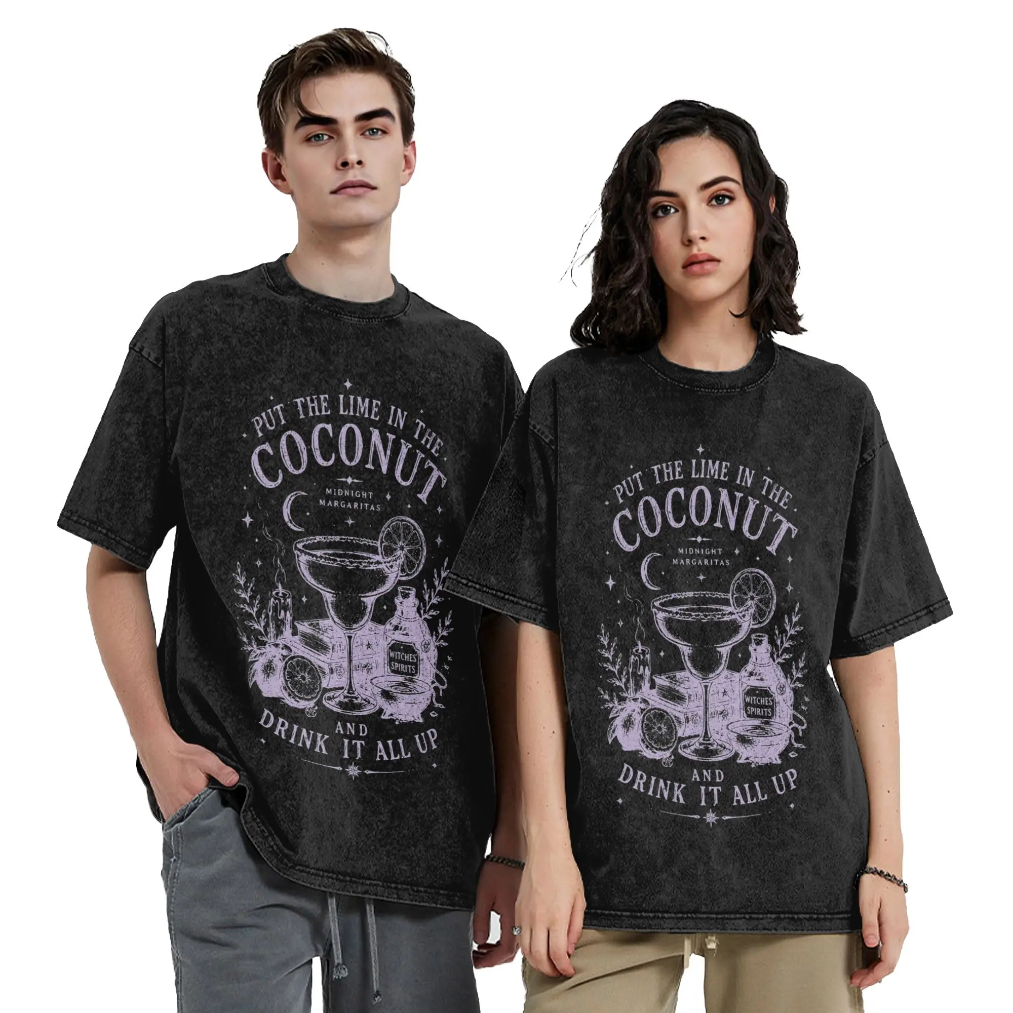 Washed T Shirt Midnight Margaritas Practical Magics Hip Hop T-Shirts Oversize Streetwear Printed Tops Tees Men Women