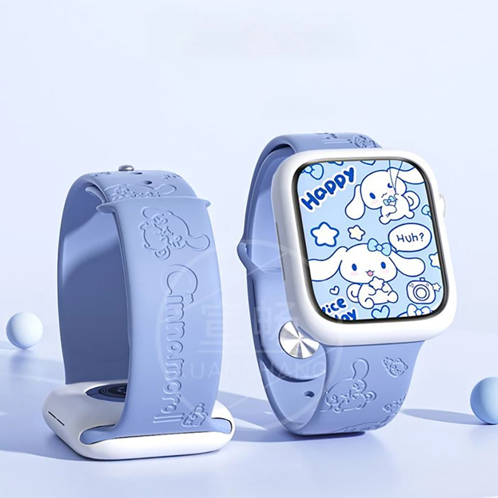 

Cartoon Sanrio Cinnamoroll Apple Iwatch Watch Strap Suitable 9/8/7Th Ultra1/2Th 38/40/41/42/44/45/49Mm 3D Laser Engraving