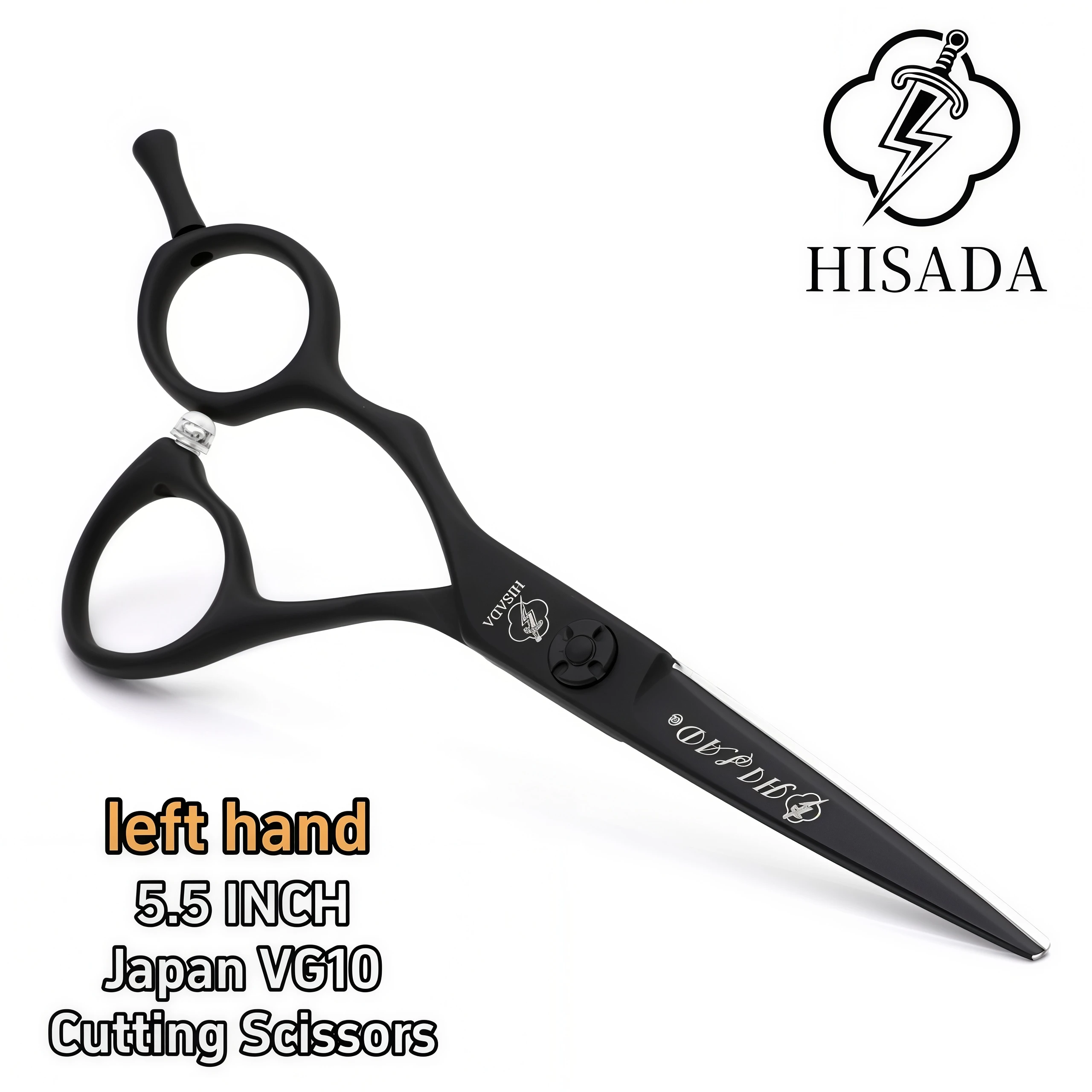 HISADA left hand barber scissorsLeft hand 5.5 inch black Hair Cutting ScissorsSalon professional high-end haircut tools