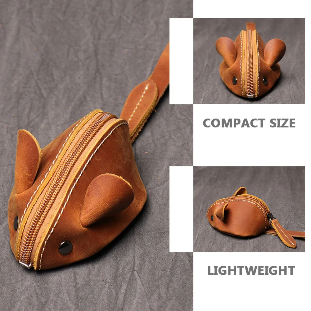 

Cartoon Mouse Shape Small Coin Purse Lightweight Portable Change Wallet Mini Zipper Pouch for Daily Use Gift