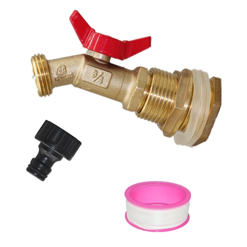 Outdoor Garden Hose Faucet Ball Valve Hose Bibb Shut Off Valve 3/4Inch Male NPT X 3/4Inch Male GHT Threaded Spigot Copper