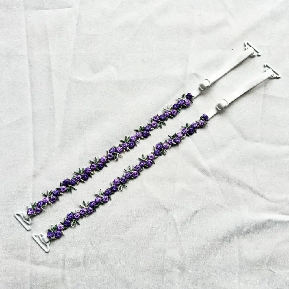 Creative Gift Removable Floral Bra Straps Polyester Lace Floral Shoulder Belts Adjustable Anti-slip Shoulder Straps