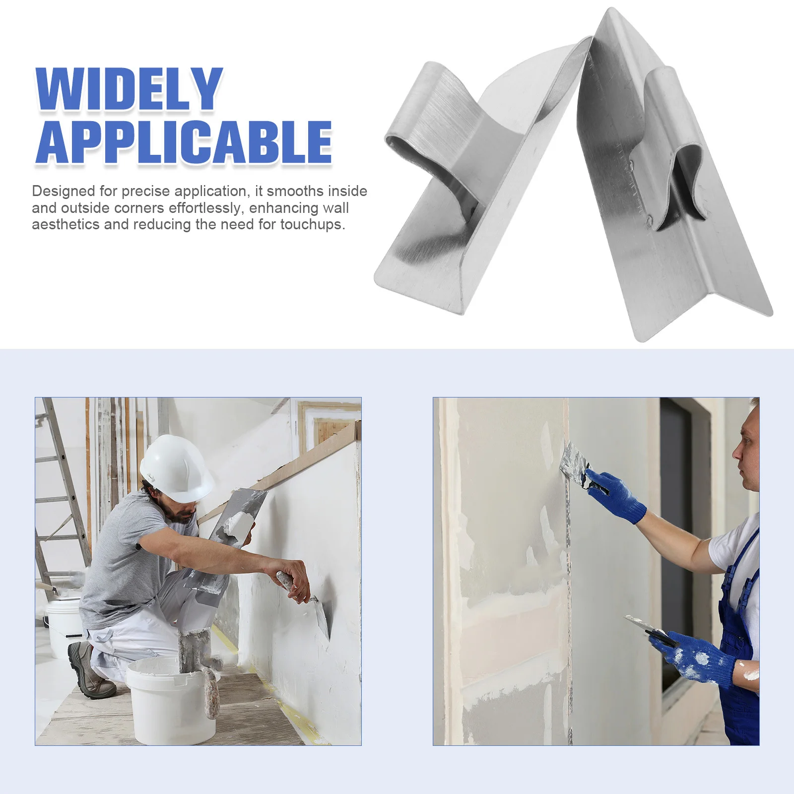 Paleta de esquina para paneles de yeso, diseño ergonómico de acero para un fácil enyesado, raspado de pudín de esquina de pared interna y externa, 2 uds.