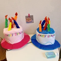 Plush Happy  Cake Hat for Men Women Adult Child Size Costume Party  Clothing Decoration Gifts   Cosplay Birthday