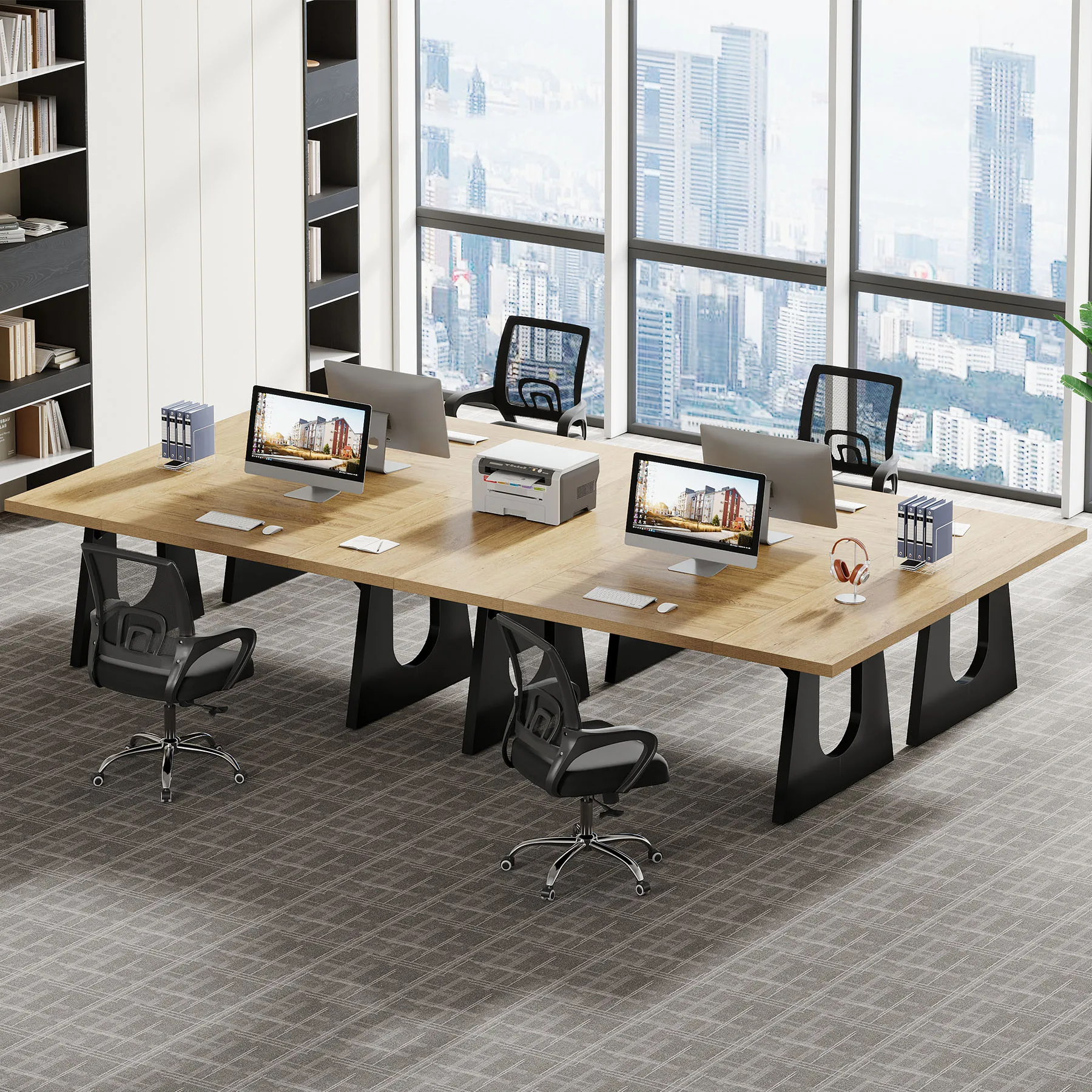 Mesa executiva Tribesigns de 70,86 polegadas, grande mesa de escritório para computador com pedestal de madeira duplo, mesa retangular de estilo simples e moderno