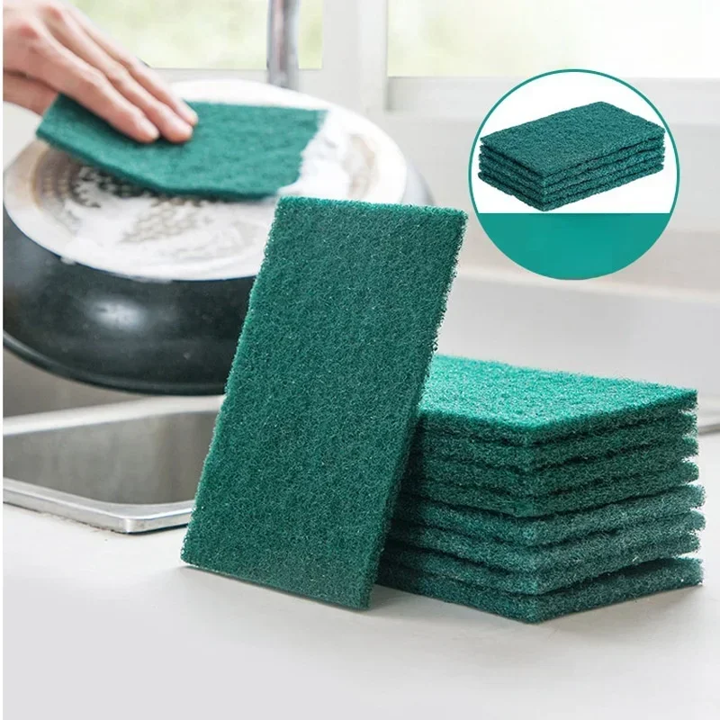 5/10 Uds nuevas estropajos rectangulares suministros de lavado fregadores de cocina reutilizables resistentes al desgaste almohadillas de fregado verdes limpieza de platos