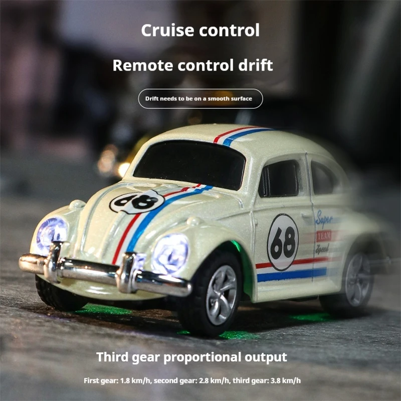 1: 64 Volkswagen Beetle Alloy 4WD RC Mini Remote Control Car Desktop Ultra Small Drift Car Pocket Children's Toys Birthday Gift