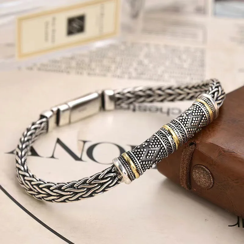 

New Personalized Braided 5mm Tang Grass Pattern Bracelet Domineering Trendy Retro Distressed Series Fashion Jewelry