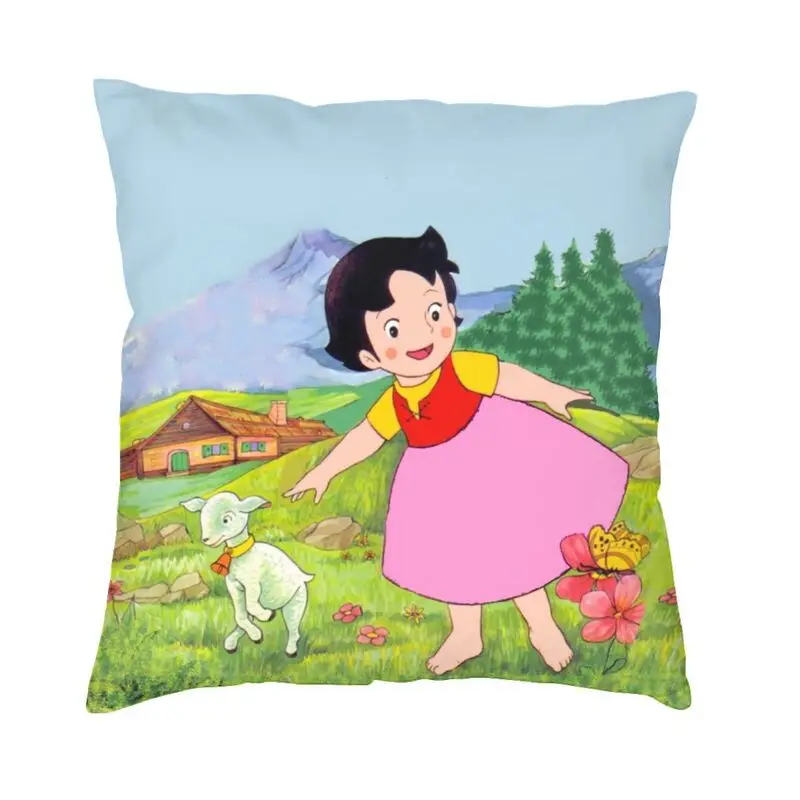 Cool Alps Mountain Girl Happy Heidi Square Throw Pillow Cover Home Decorative 3D Double-sided Printed Cushion Cover for Car