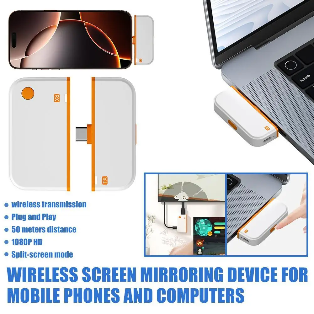 Driverless Wireless Screen Mirroring Device 1080P Transmission Plug & Play Split-Screen Type-C For Mobile Phone Laptop