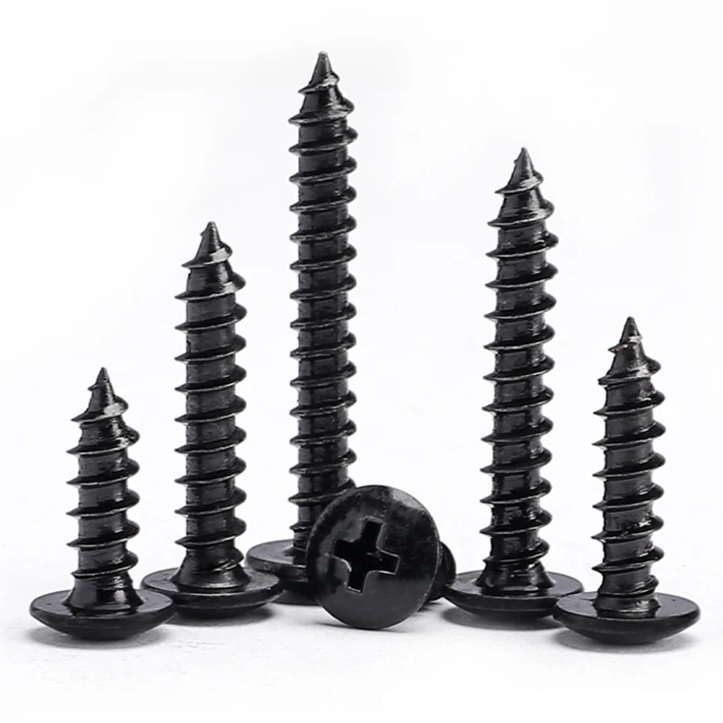 Tornillos autorroscantes Phillips, cabeza de armazón de acero negro, M5, M2.6, M3, M4, M6, 20/ 50/ 100 piezas