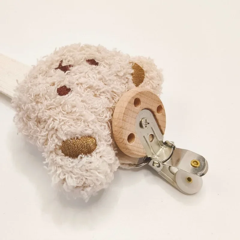 1/2pcs Baby Pacifier Chain Clips Holders Anti-drop Chain Cartoon Stuffed Bear Teething Clips Teether Toy Soother Pacifier Strap