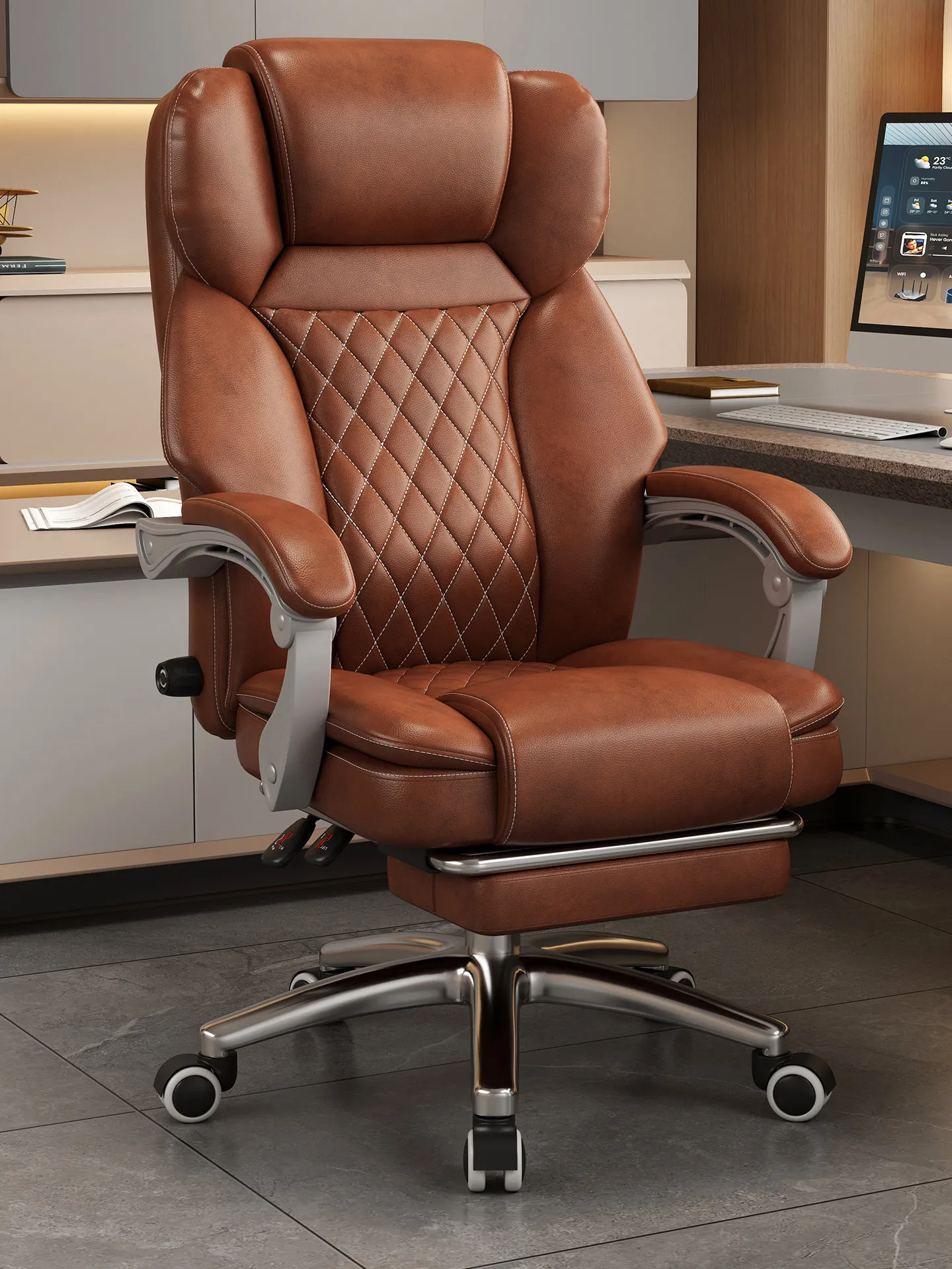YFY leather reclining light luxury office home sedentary comfortable computer back chair sofa
