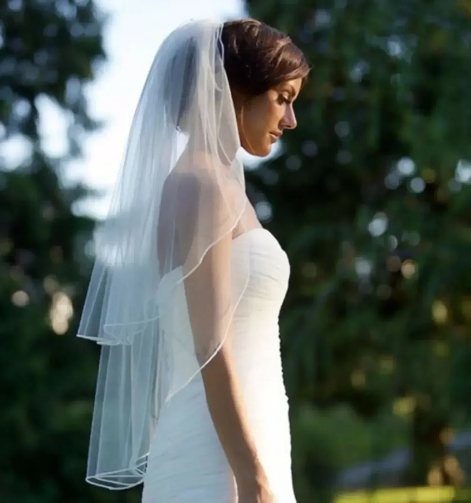 Women White Bride Hen's Night Prop Head Hair Trim lace Wedding Veil WITH COMB