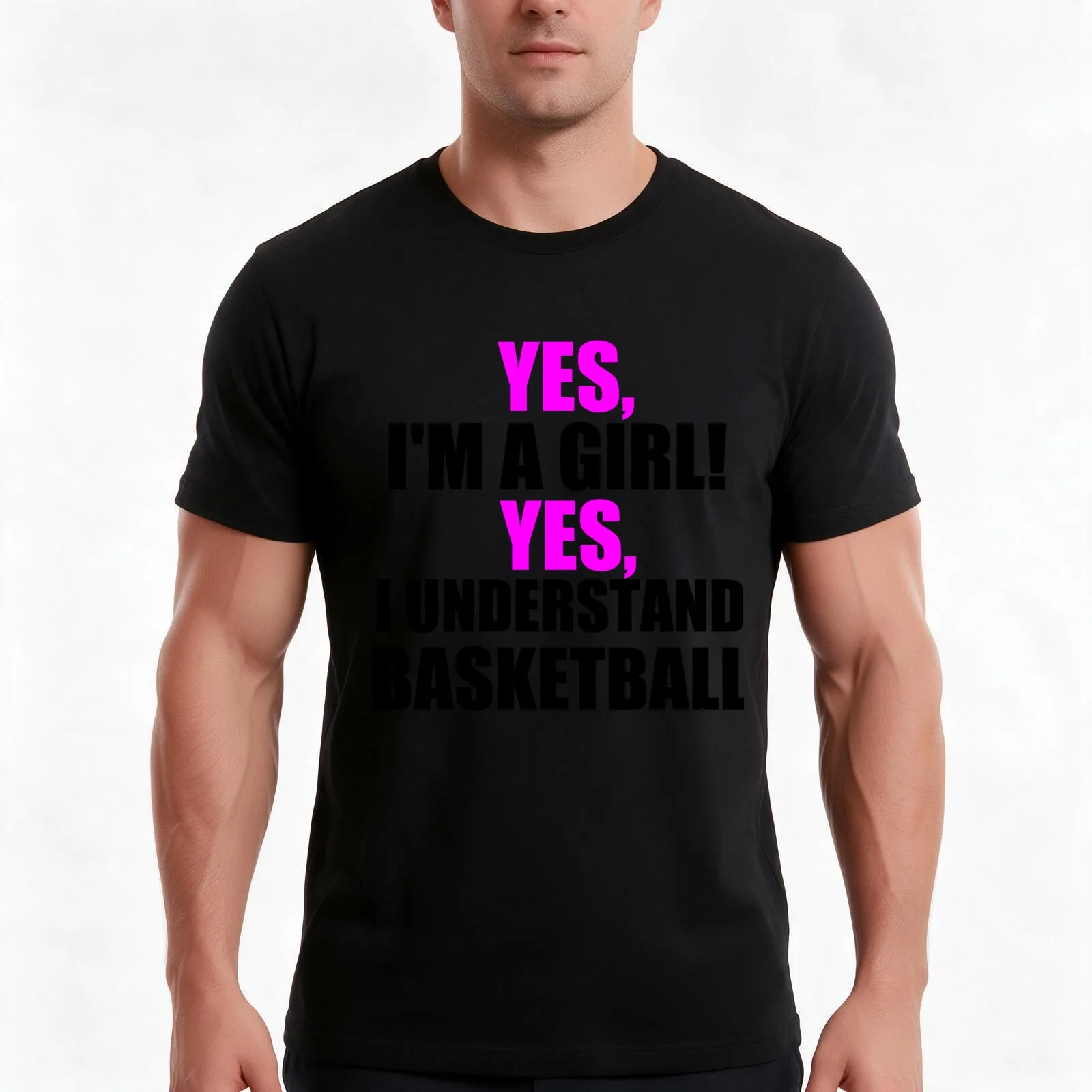 YES, I'M A GIRL! YES, I UNDERSTAND BASKETBALL T-Shirt, Summer Casual Cotton Tee, Oversized Streetwear Tops, Unisex Men Women