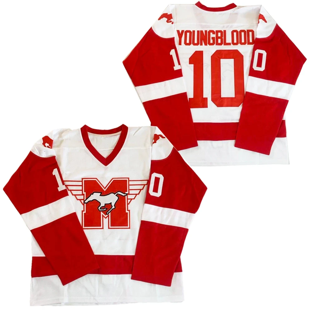 USA ice hockey jerseys Mustangs 10 Youngblood Hamilton jersey Sports Comfort Outdoor sportswear Hip-hop culture movie White