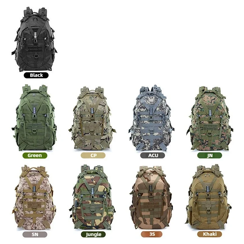 40L Camping Backpack Men's Bag Travel Bags Tactical Molle Climbing Rucksack Hiking Outdoor Reflective Shoulder Fishing Bag