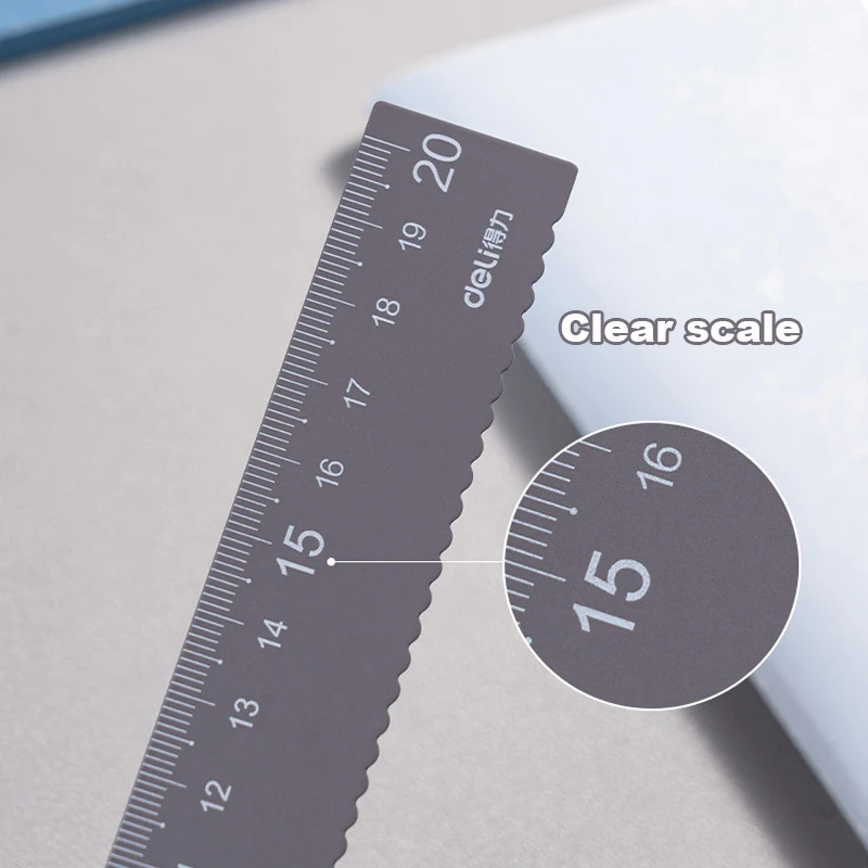 Deli 4pcs Metal Ruler for School Kids Measure Drawing Multi-Function Rulers Straight Protractor Triangular Rulers Set