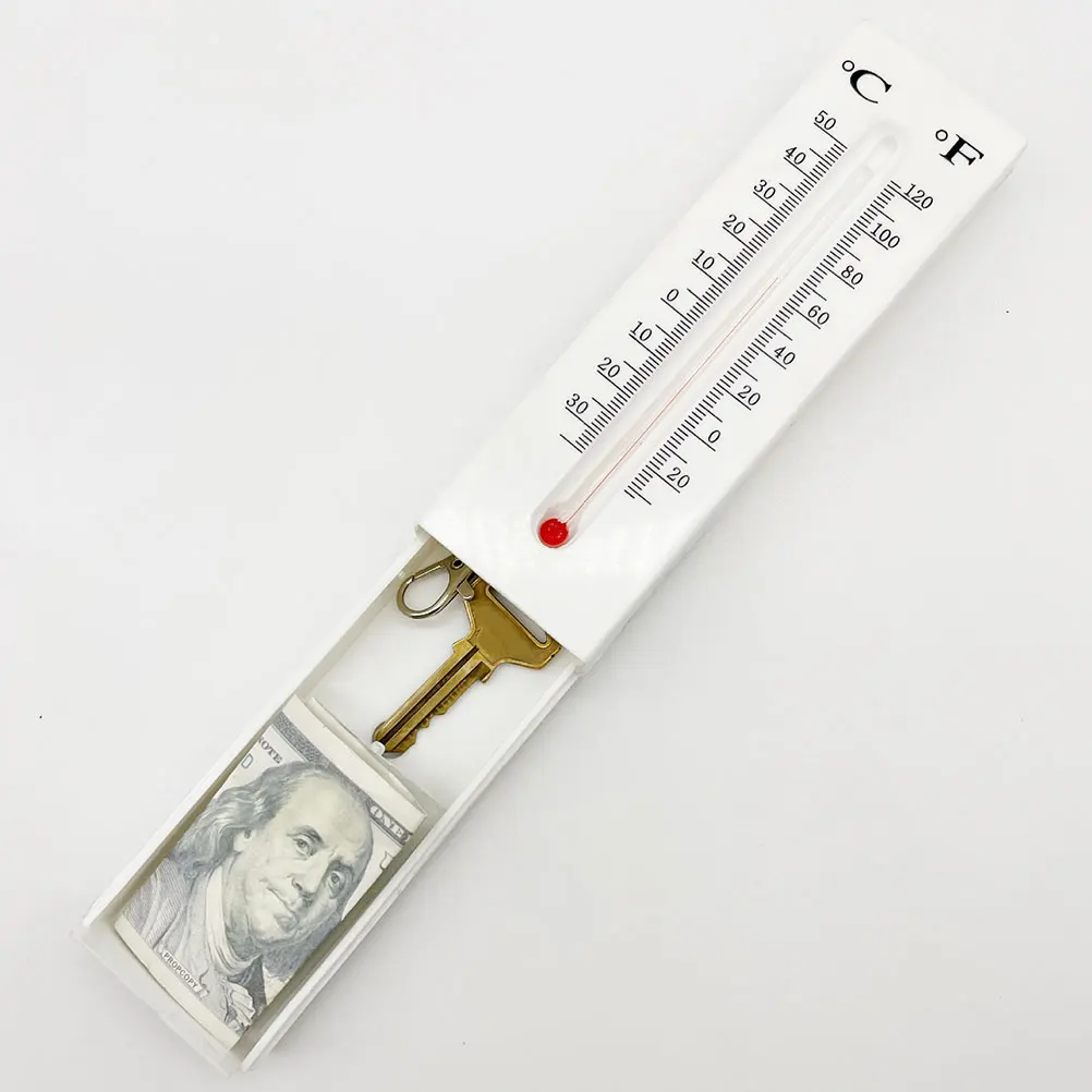 Thermometer Key Storage Box Outdoor Waterproof Hidden Key Holder for House Office Garden Discreet Placement Outdoor Thermometer