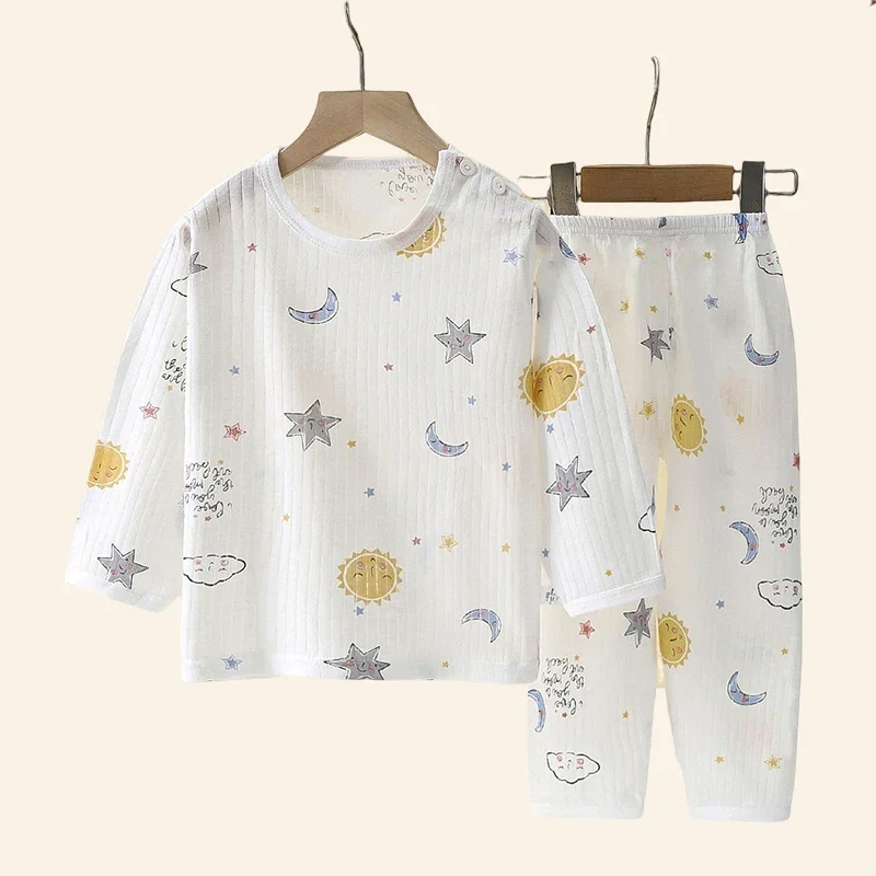 Children Sets Cotton Kids Clothes Long/Short Sleeve Home  Sleepwear Children\'s Clothing Boy Girl Autumn winter Tops Pants Suits