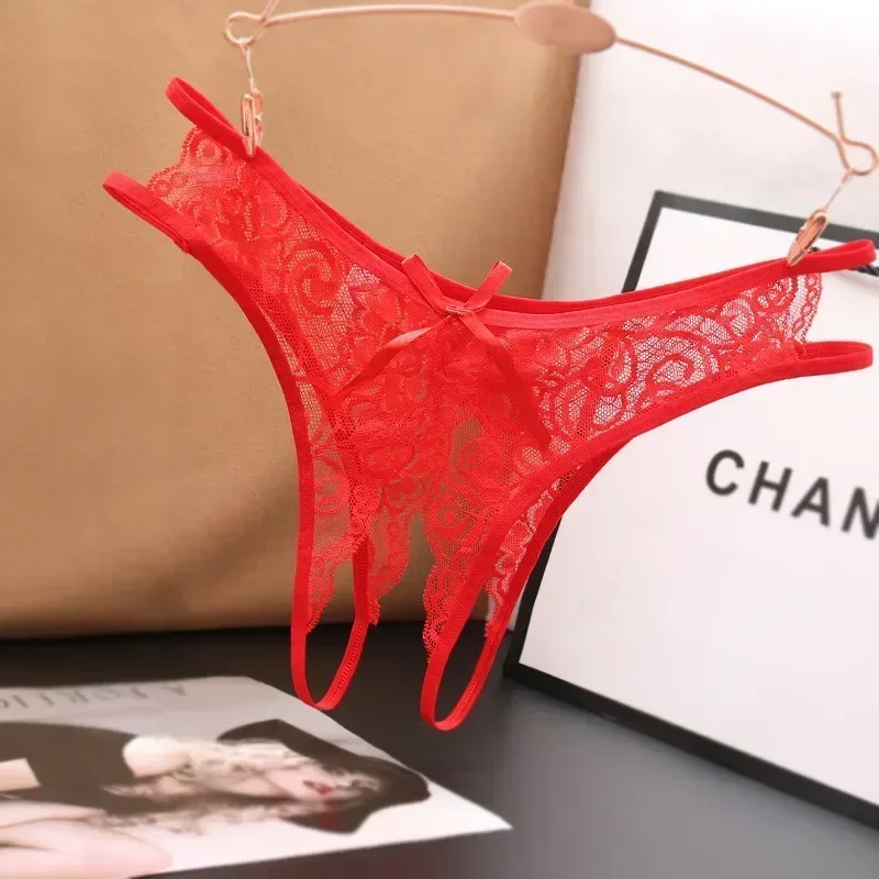 Bragas sexys con abertura en la entrepierna para mujer, tangas transparentes,lencería lisaropa interior calada, bragas de encaje